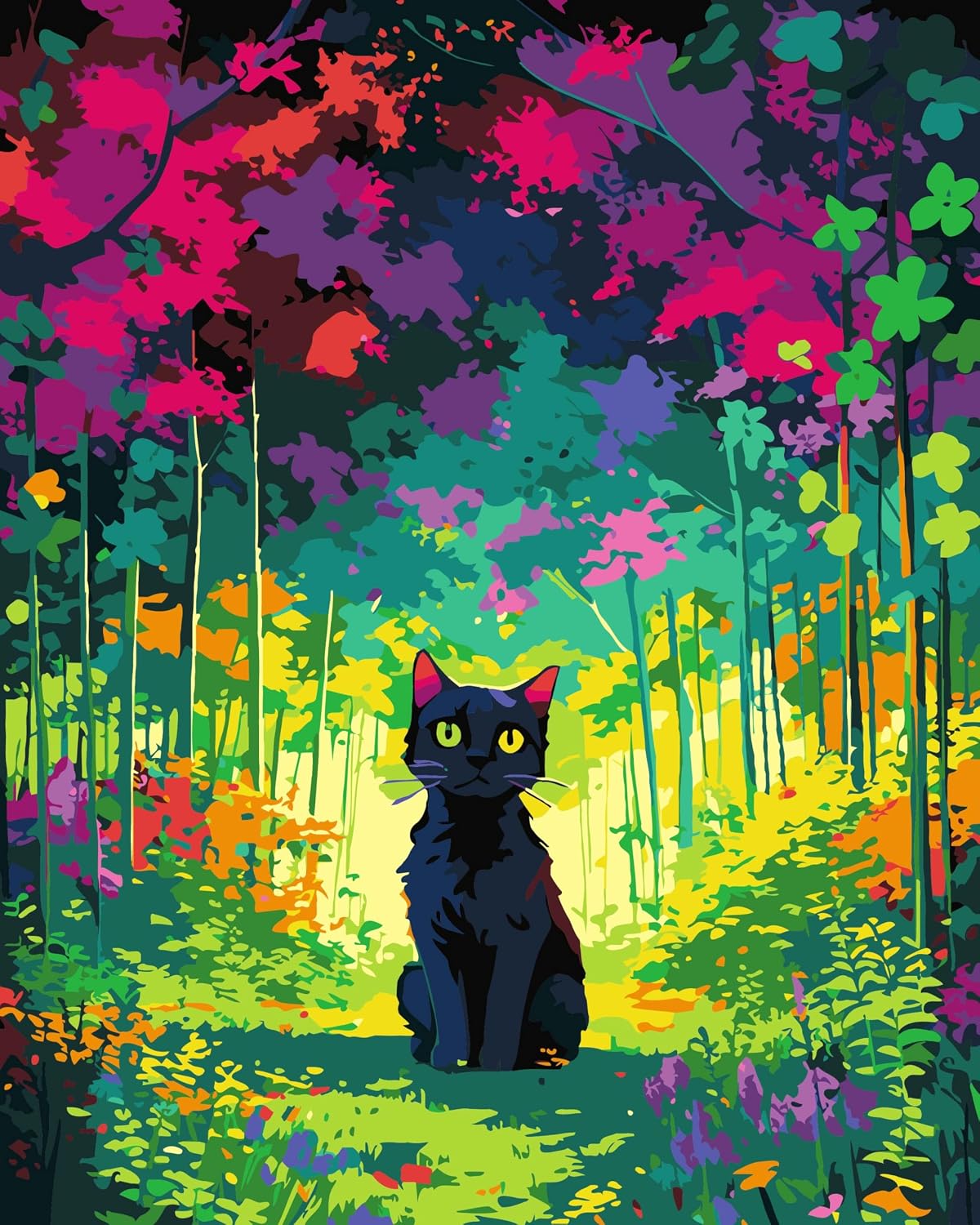 Detalle de jieyisier Malen nach Zahlen Erwachsene – Schwarze Katze DIY Leinwand Set 40 x 50 cm (ohne Rahmen)
