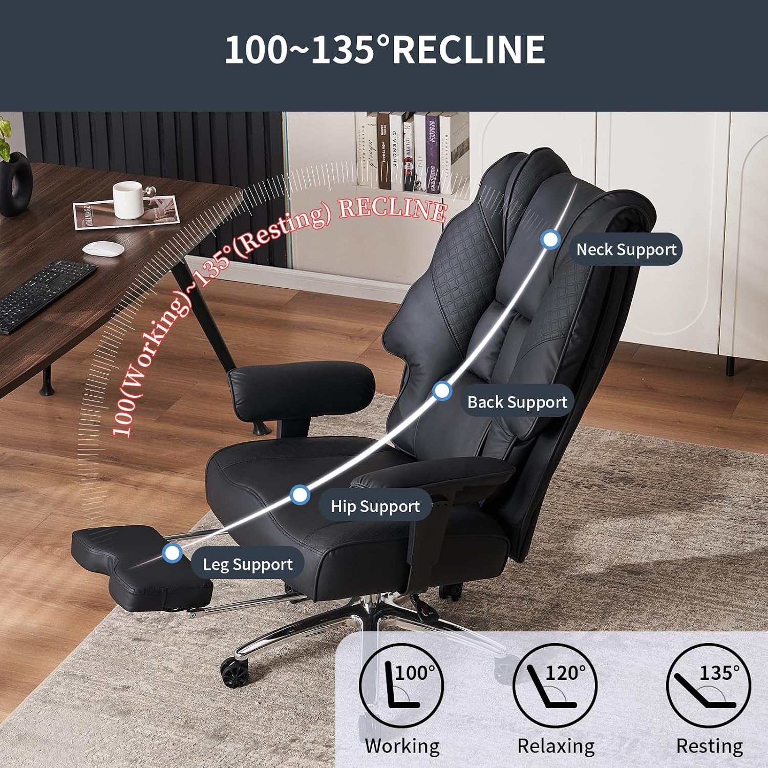 Detalle de EXCEBET Ergonomic High‑Back Office Chair 400 lbs