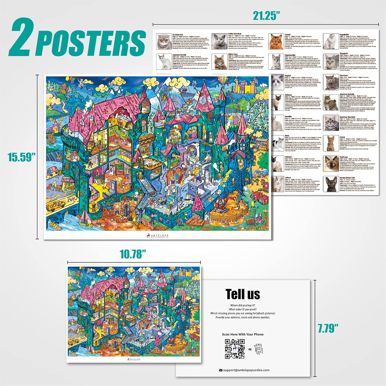 Thumbnail 1 de Antelope 1000-Piece Cat Castle Jigsaw Puzzle 🧩