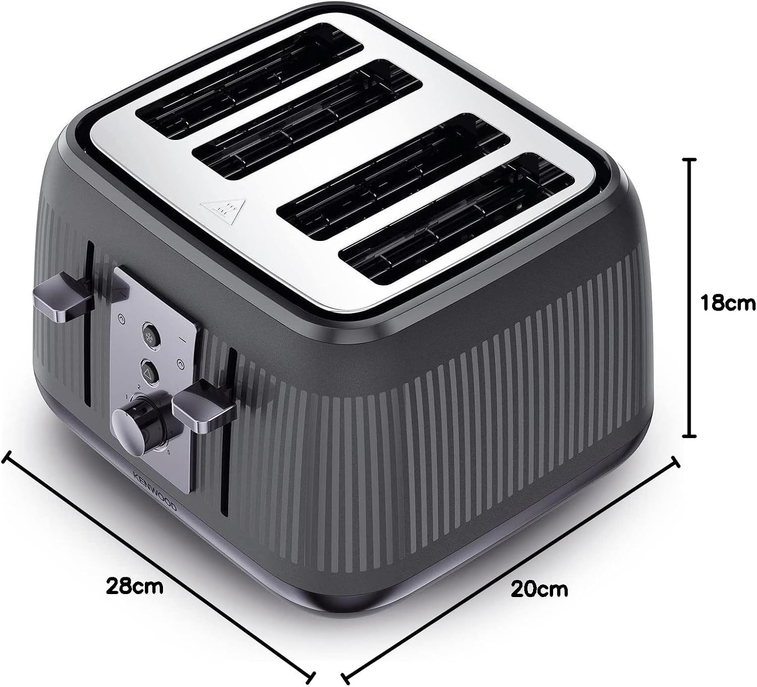 Thumbnail 5 de Kenwood Dusk Toaster 4-Slot (TFP30.000GY) – 1800W, 5 Browning Levels, Reheat, Defrost, Cancel, Slate Grey