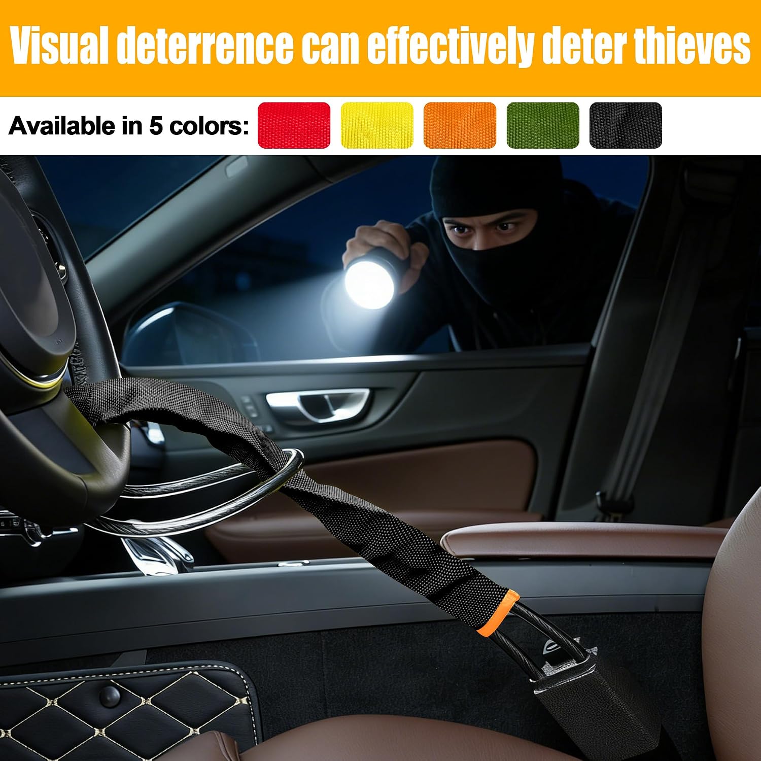 Thumbnail 2 de TURNART Steering Wheel Lock – Universal, Heavy-Duty Anti-Theft with Seat Belt Lock Design