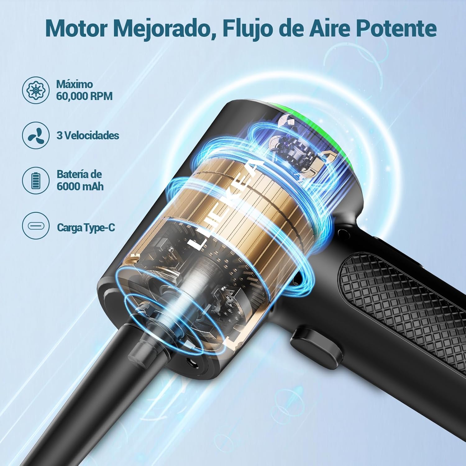 Detalle de Aire Comprimido Limpieza PC — Soplador de Aire potente 3 velocidades