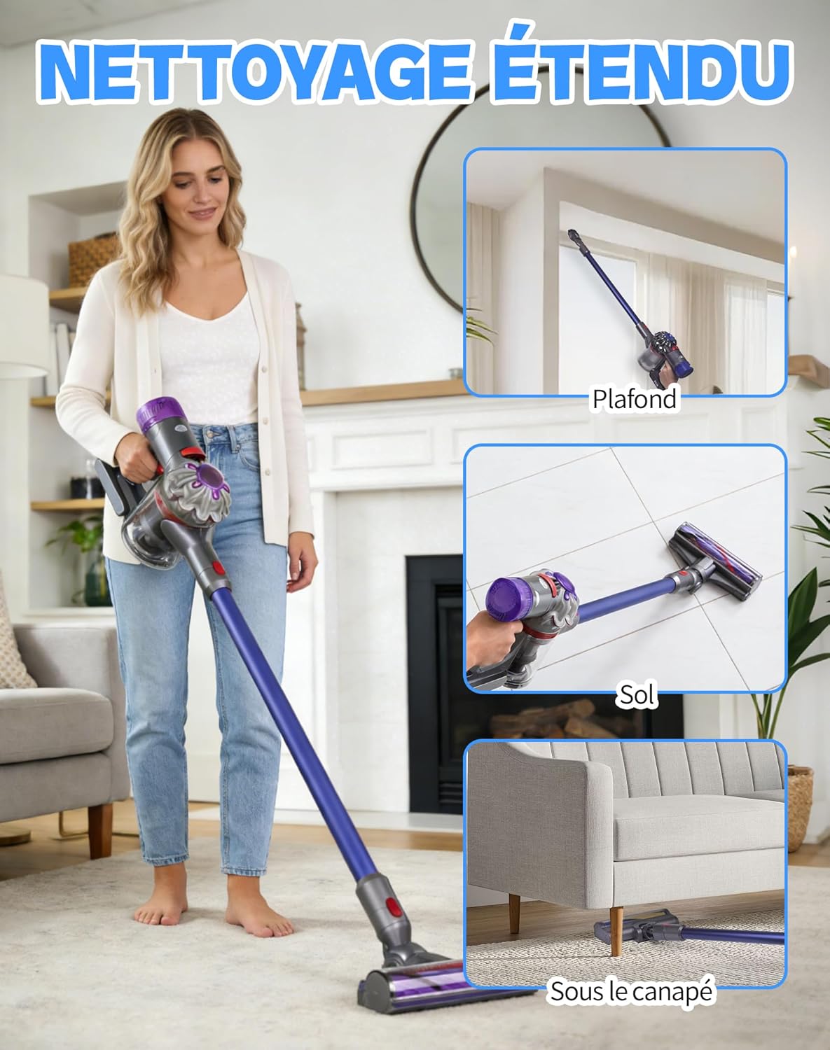 Thumbnail 4 de Tube télescopique compatible Dyson V7–V15 (72,5 cm) – Tube d’extension rigide bleu