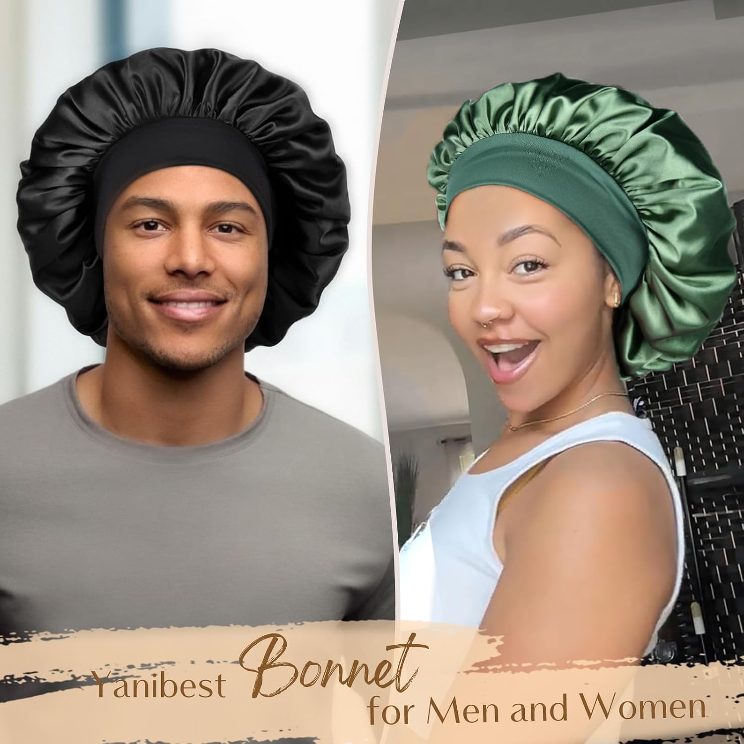 Thumbnail 1 de YANIBEST Double-Layer Satin Bonnet for Sleeping – The Gentle Hair Saver for Men and Women