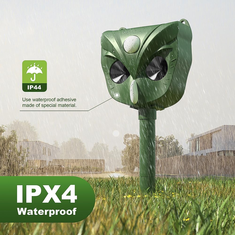 Detalle de Répulsif Chat Ultrason SOKTNEU – 5 modes, solaire, IP44, pour jardins et extérieurs