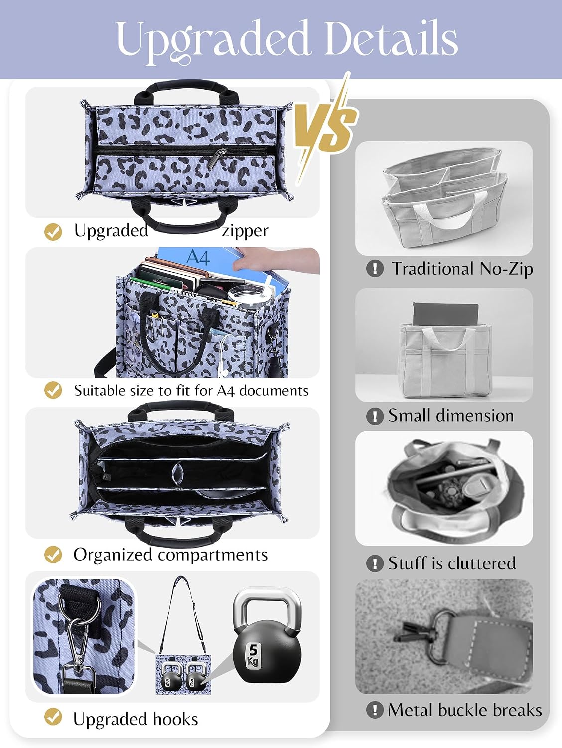 Thumbnail 3 de FIORETTO Canvas Tote Bag L 15" for Work 💼