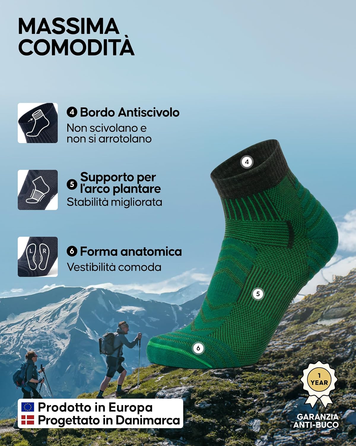 Detalle de DANISH ENDURANCE Calze Trekking 3 Paia
