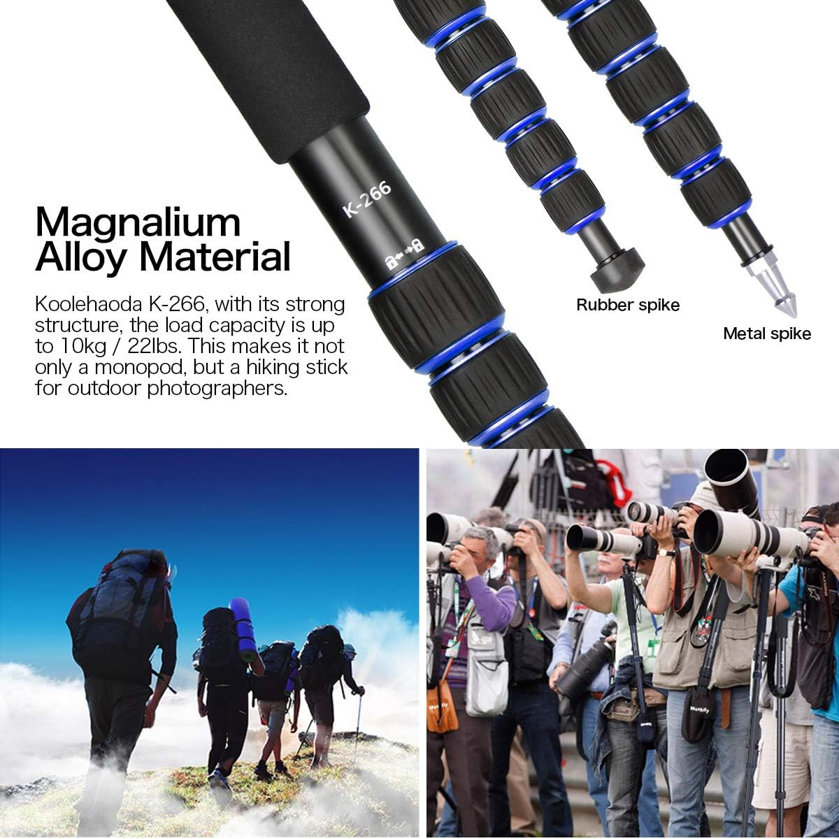 Thumbnail 4 de Koolehaoda K-266 Monopod: Compact, Lightweight 6‑Section Aluminium Unipod for 10kg Loads