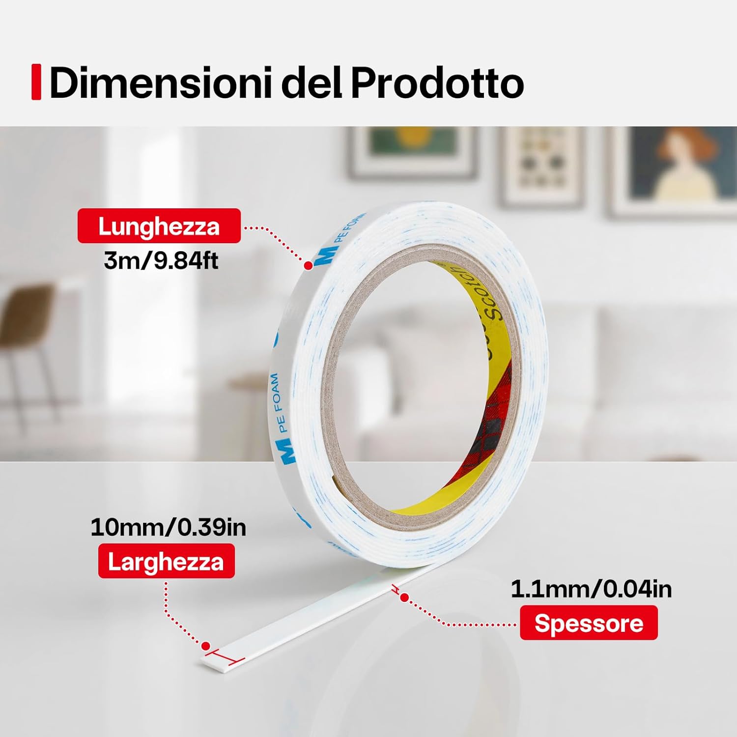 Thumbnail 1 de FIXCHORD 1600T PE Nastro biadesivo extra forte da montaggio (10 mm × 3 m)