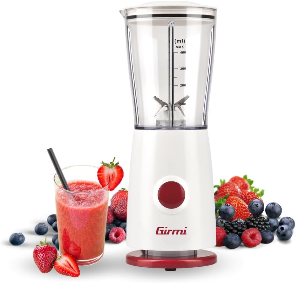 Detalle de Girmi FR03 Frullatore Elettrico 170W, 4 Lame in Acciaio Inox, 400 ml – Bianco