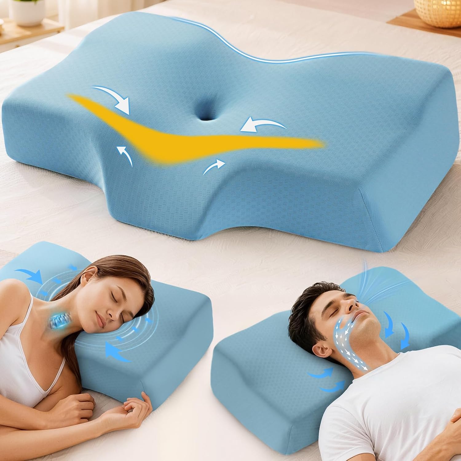 Thumbnail 6 de Hydomi Cervical Memory Foam Pillow: Adjustable Orthopaedic Support for Neck, Shoulders and All Sleep Positions