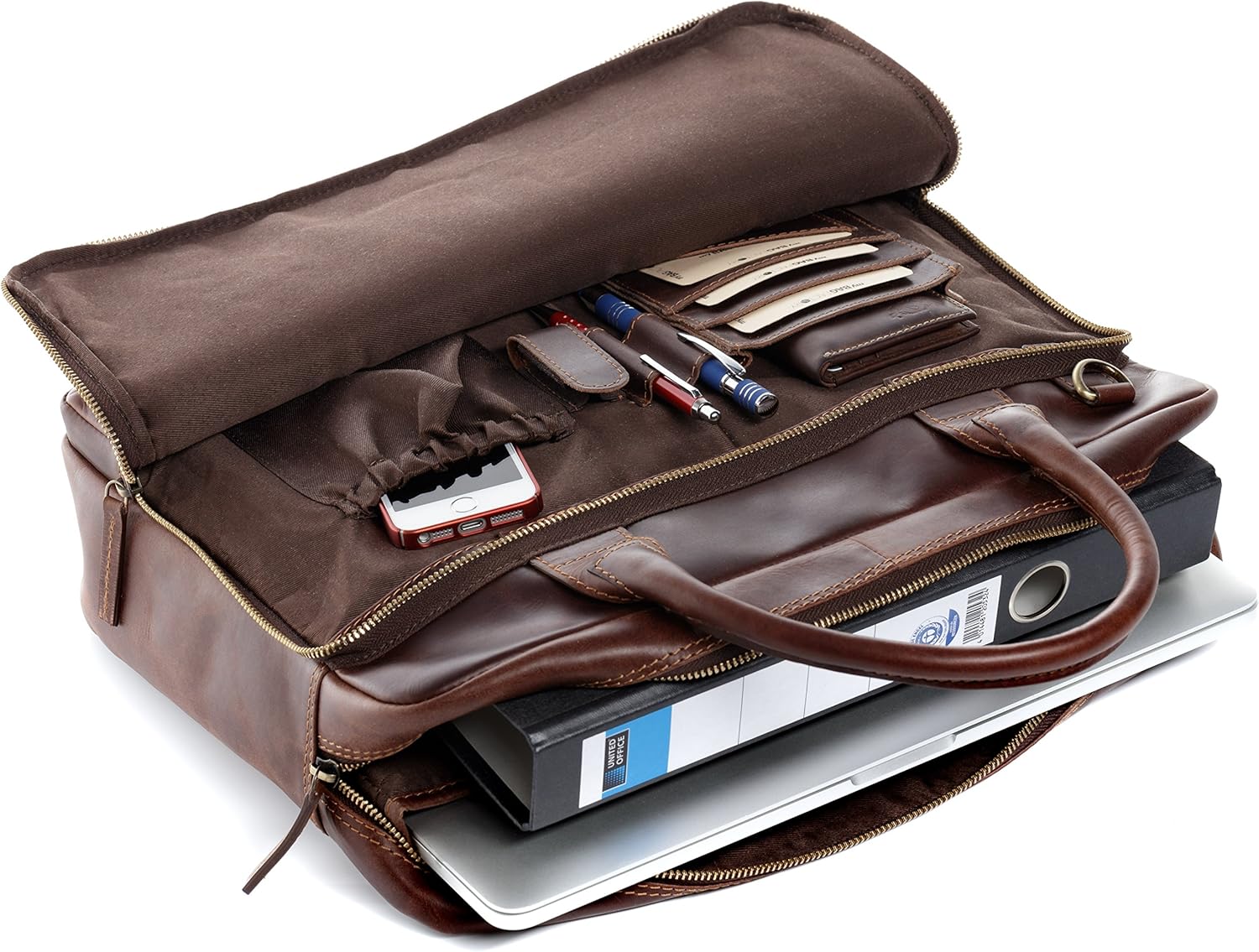 Thumbnail 2 de SID & VAIN Ryan XL Leather Laptop Bag: Real Leather Briefcase for Everyday Work