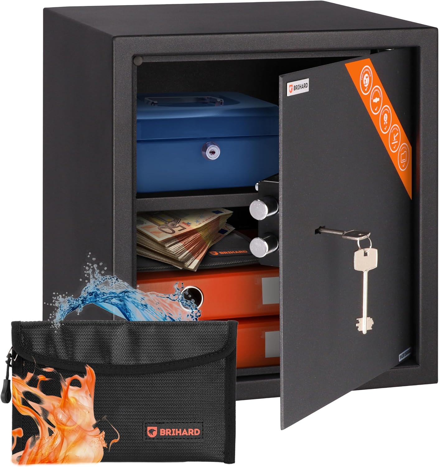 Thumbnail 6 de Brihard Home Key Lock Safe 20x31x20 cm – 11 L Small Jewellery & Money Safe