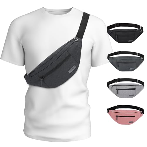Detalle de MAXTOP Large Bumbag Waist Fanny Pack: 4-Zipper, Headphone Jack, Adjustable Belt for Travel, Running, and Hiking