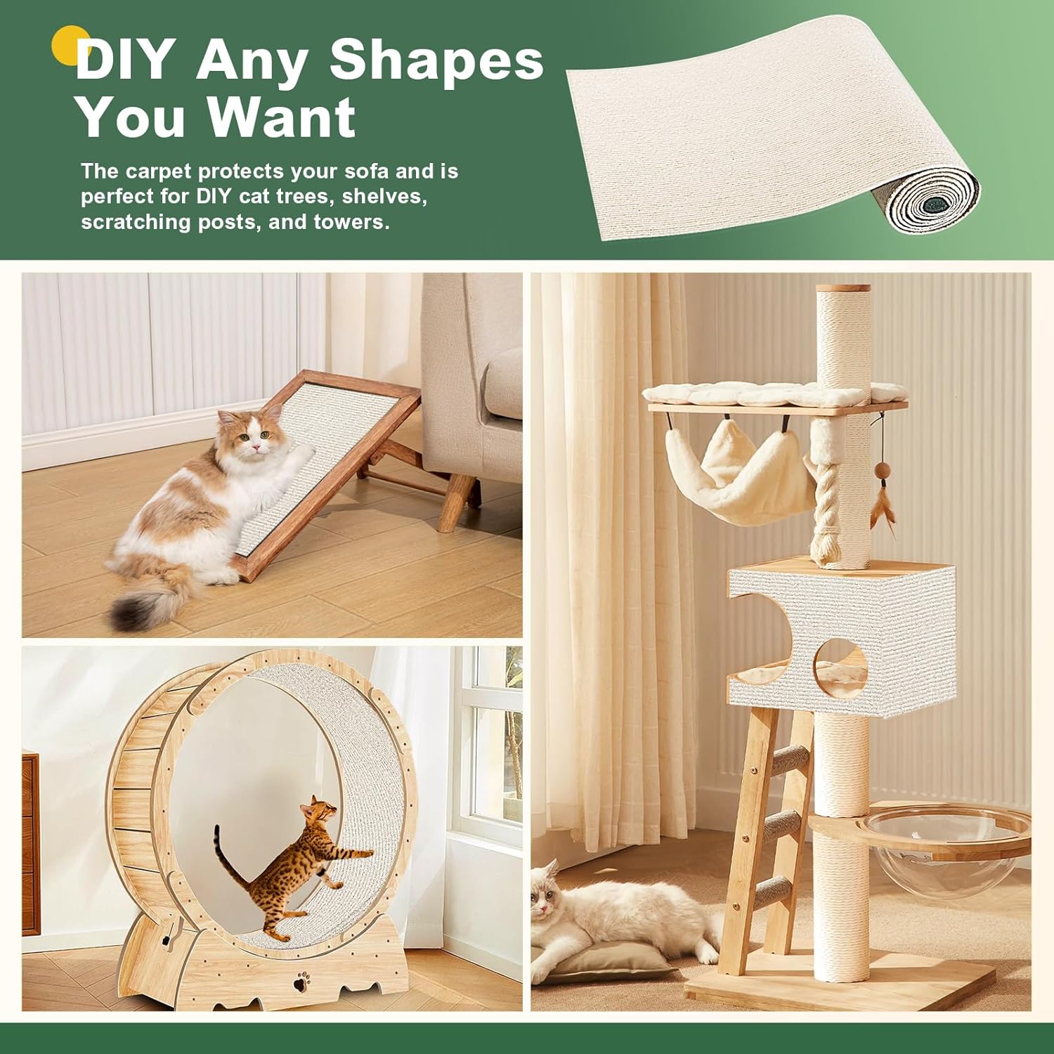 Thumbnail 3 de Gimars selbstklebende Kratzmatte 200 × 40 cm (beige) für Sofa, Wand & Möbel mit Zusatz-Klebeband