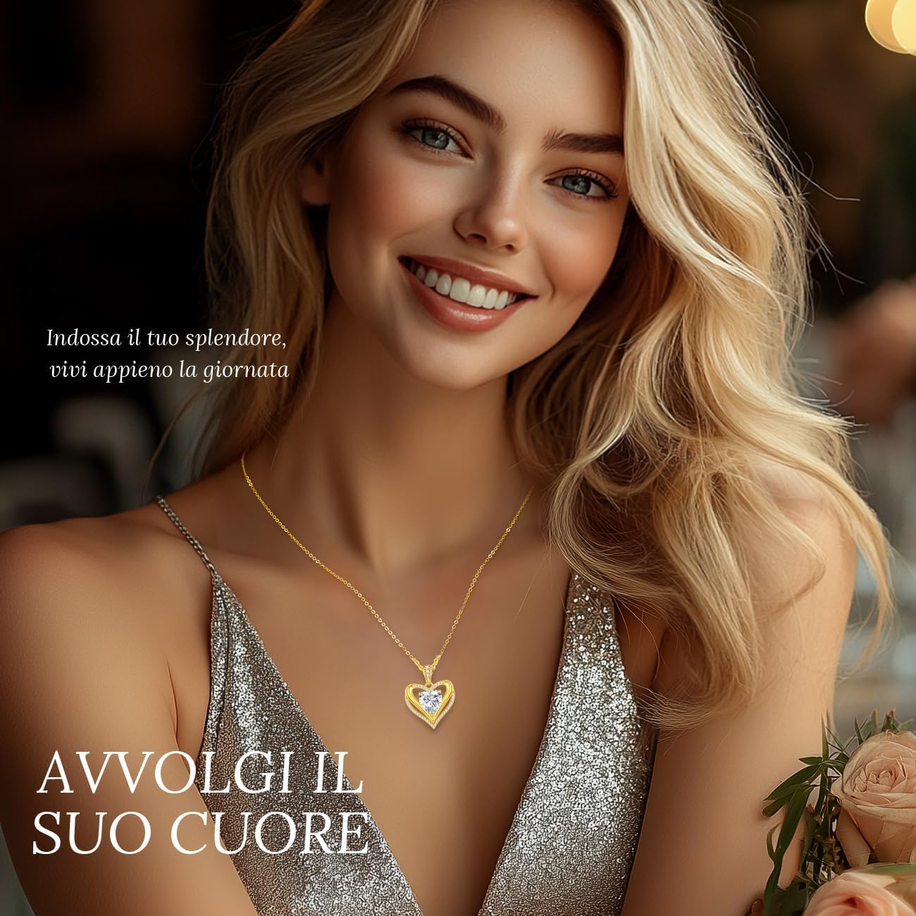Detalle de Collana Donna Cuore Regalo Gioielli in Argento 925 con Moissanite D-VVS1 1–3 ct