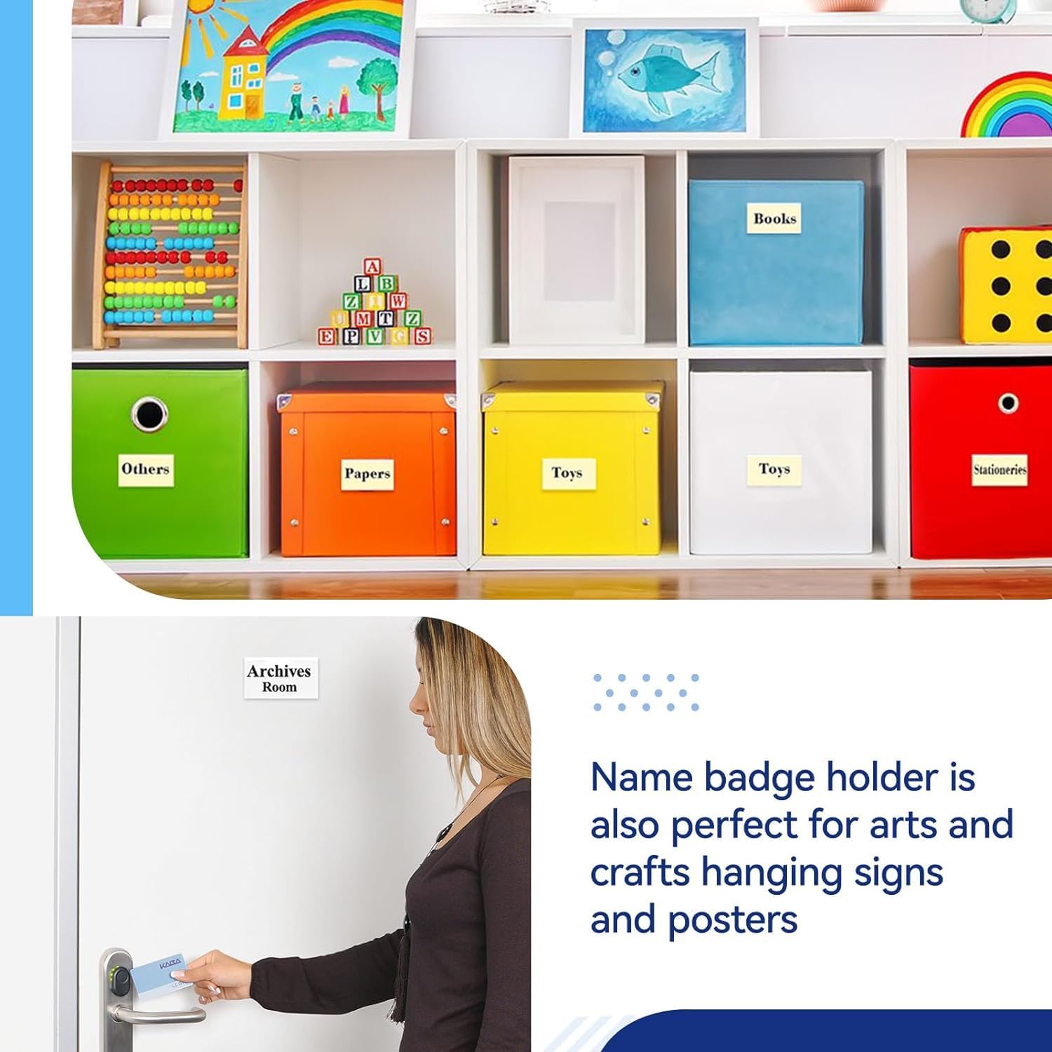 Detalle de Lot de 10 badges nominatif magnétique pour vêtements — porte-badges avec 3 points d’aimants