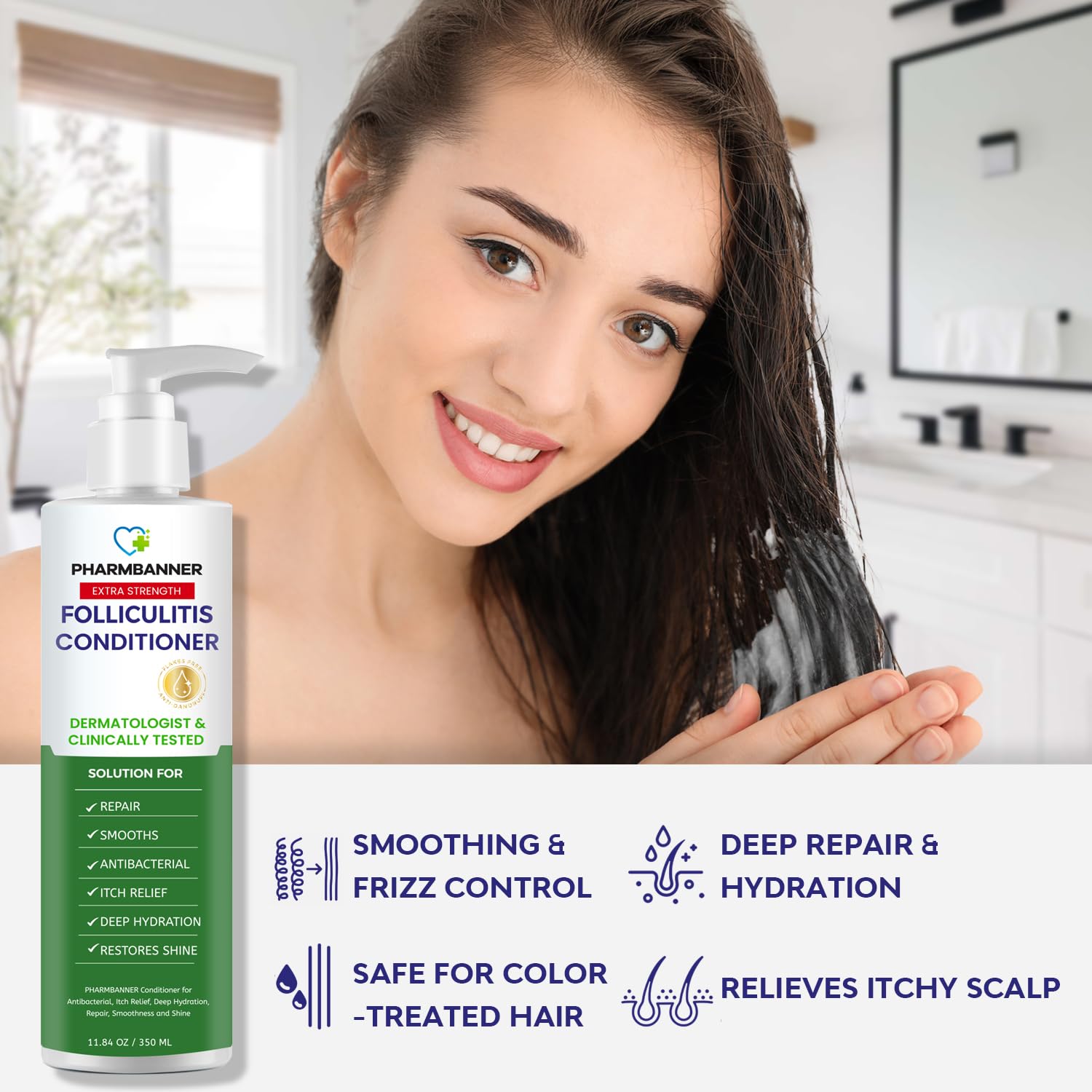 Thumbnail 1 de PHARMBANNER Folliculitis Itch Relief Conditioner with Tea Tree Oil & Moroccan Argan Oil