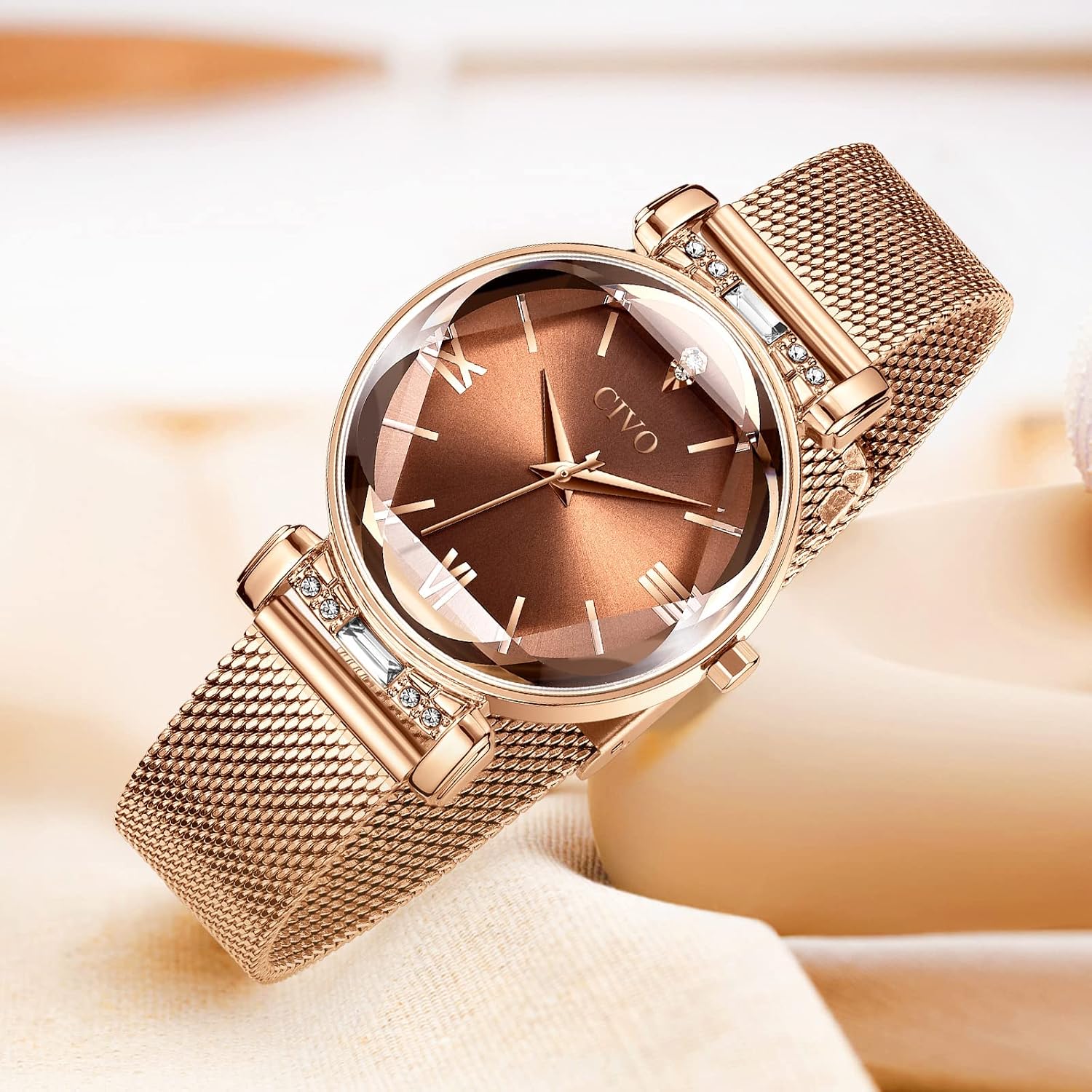 Detalle de CIVO Orologio da donna analogico in stile stellato con cinturino a maglia e movimento al quarzo