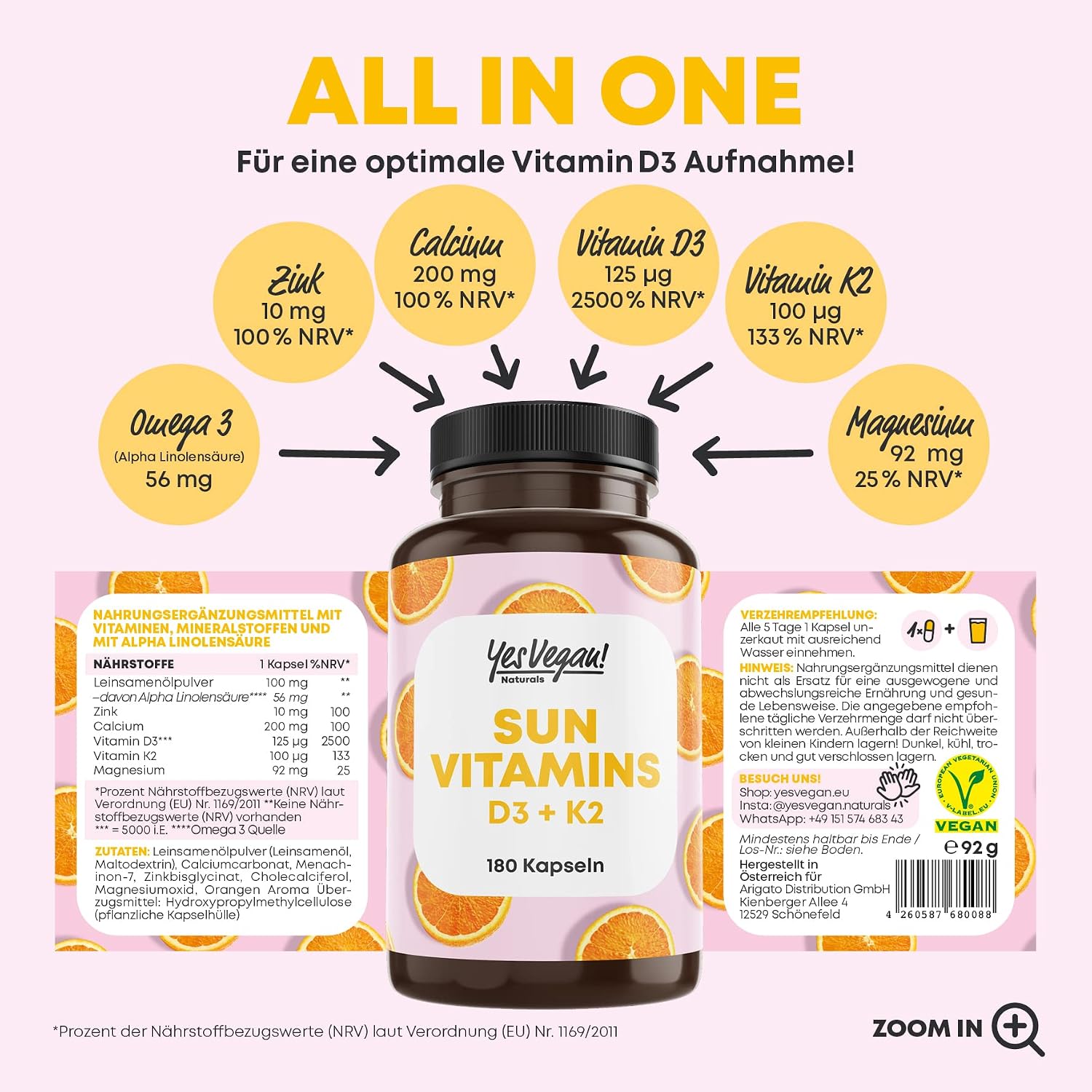 Thumbnail 1 de Sun Vitamins Vitamin D3 K2 Omega 3 180 Kapseln 5000 IE