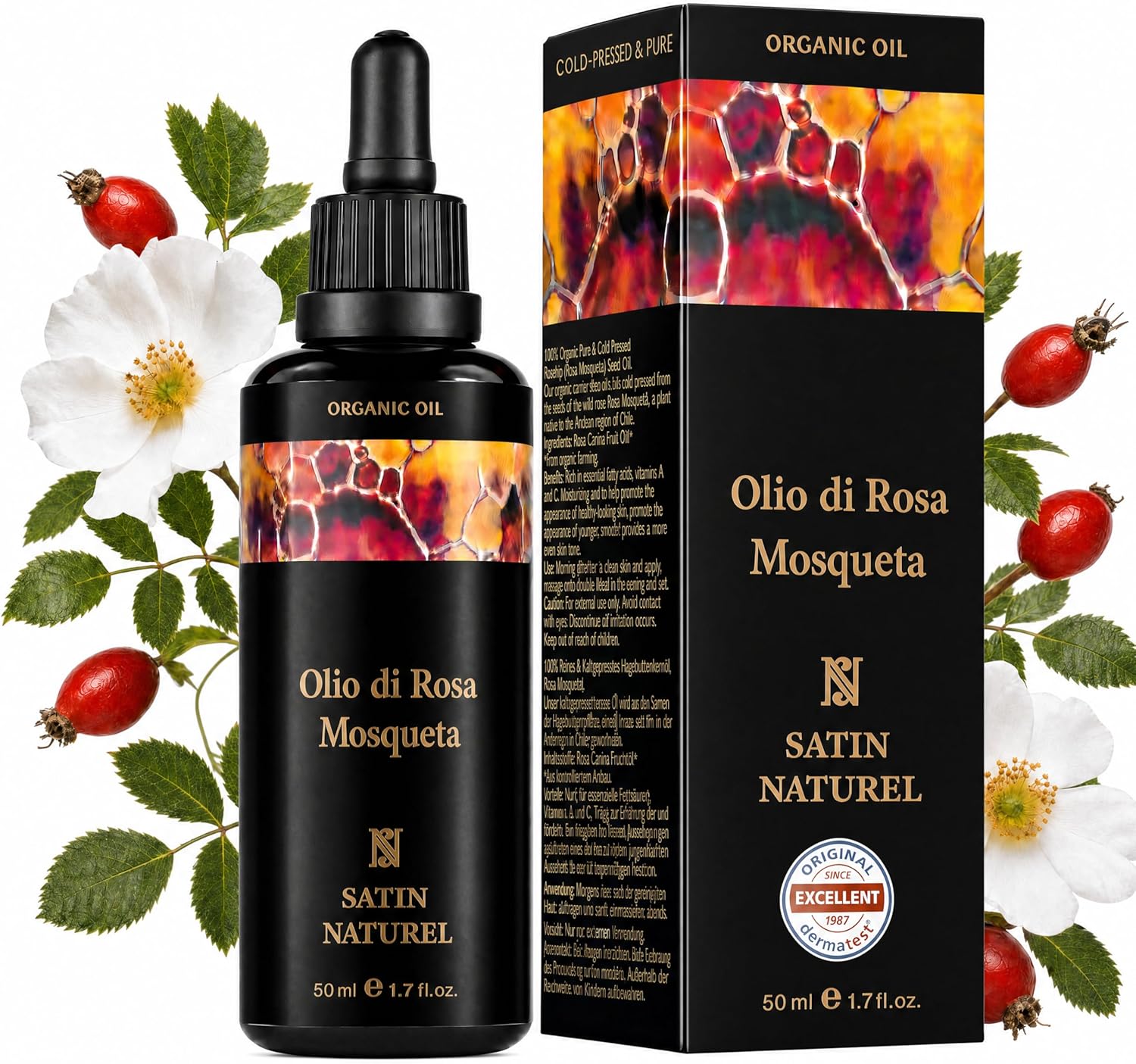 Imagen de Olio di Rosa Mosqueta 100% Puro 50 ml + Spremuto a Freddo – Satin Naturel: guida all’acquisto en OfertitasTOP
