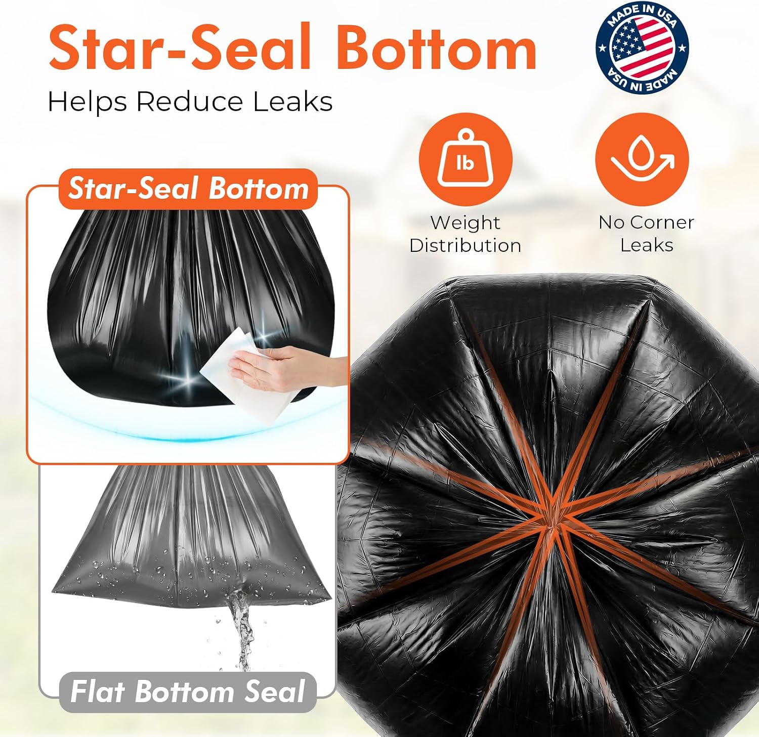 Thumbnail 2 de Delxo 40×54-Inch Trash Bags, 55–60 Gallon, 150 Count, Black Star-Seal