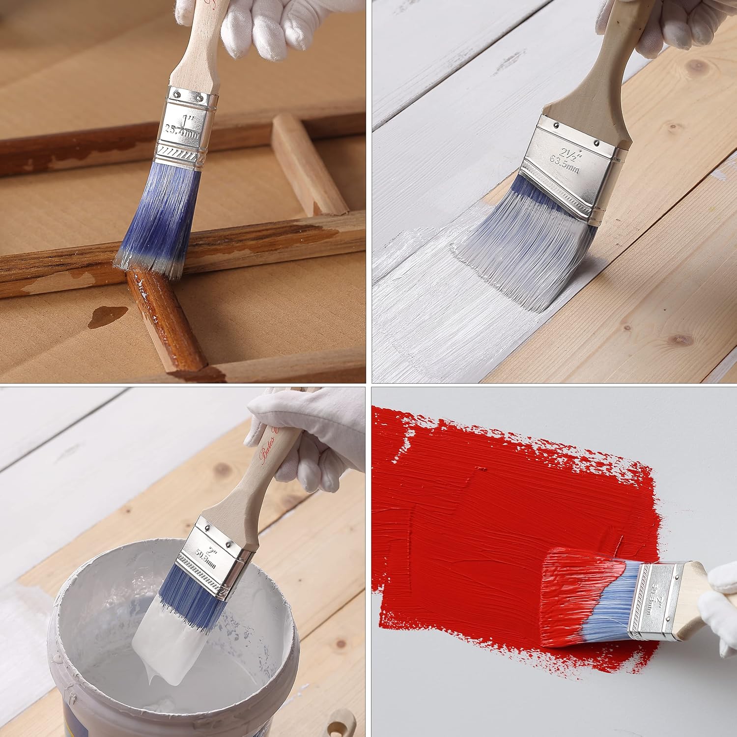 Detalle de Bates Choice ETGA006B307 Paint Brush Set, 6 Pieces, Flat and Angled