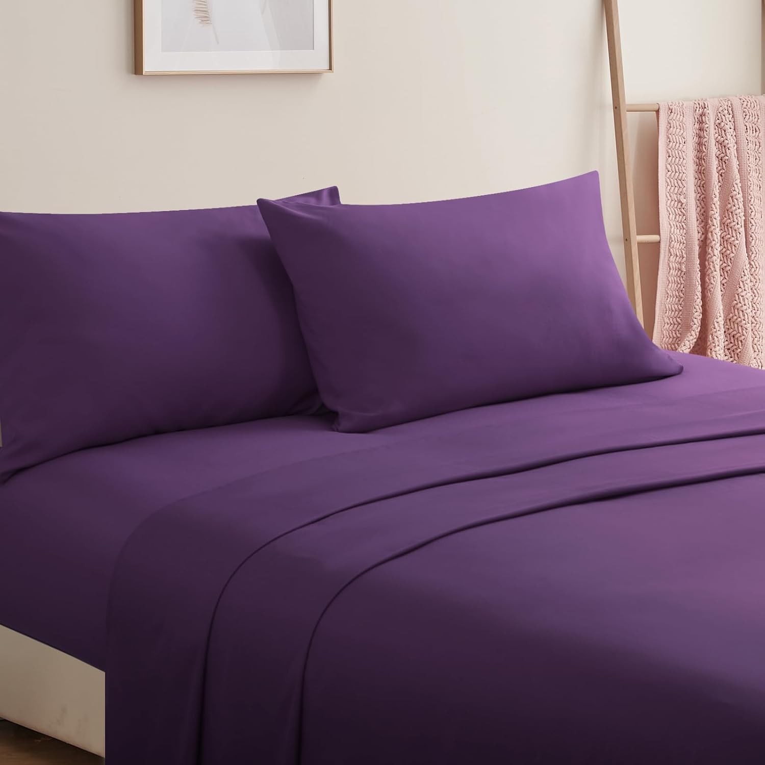 Detalle de RUIKASI Pillow Cases 2 Pack Purple 50x75 cm