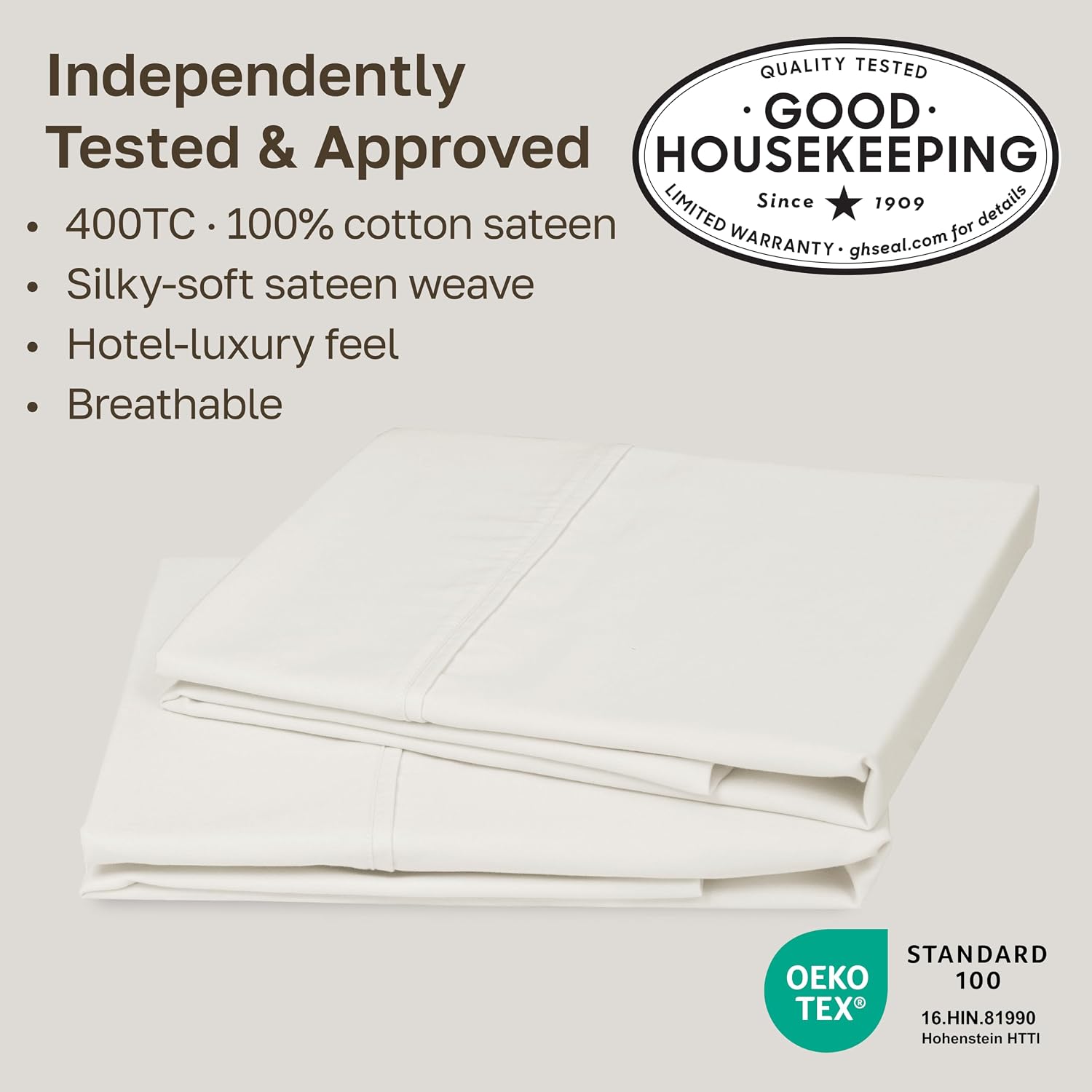 Detalle de California Design Den Cotton Pillowcases, 400 Thread Count