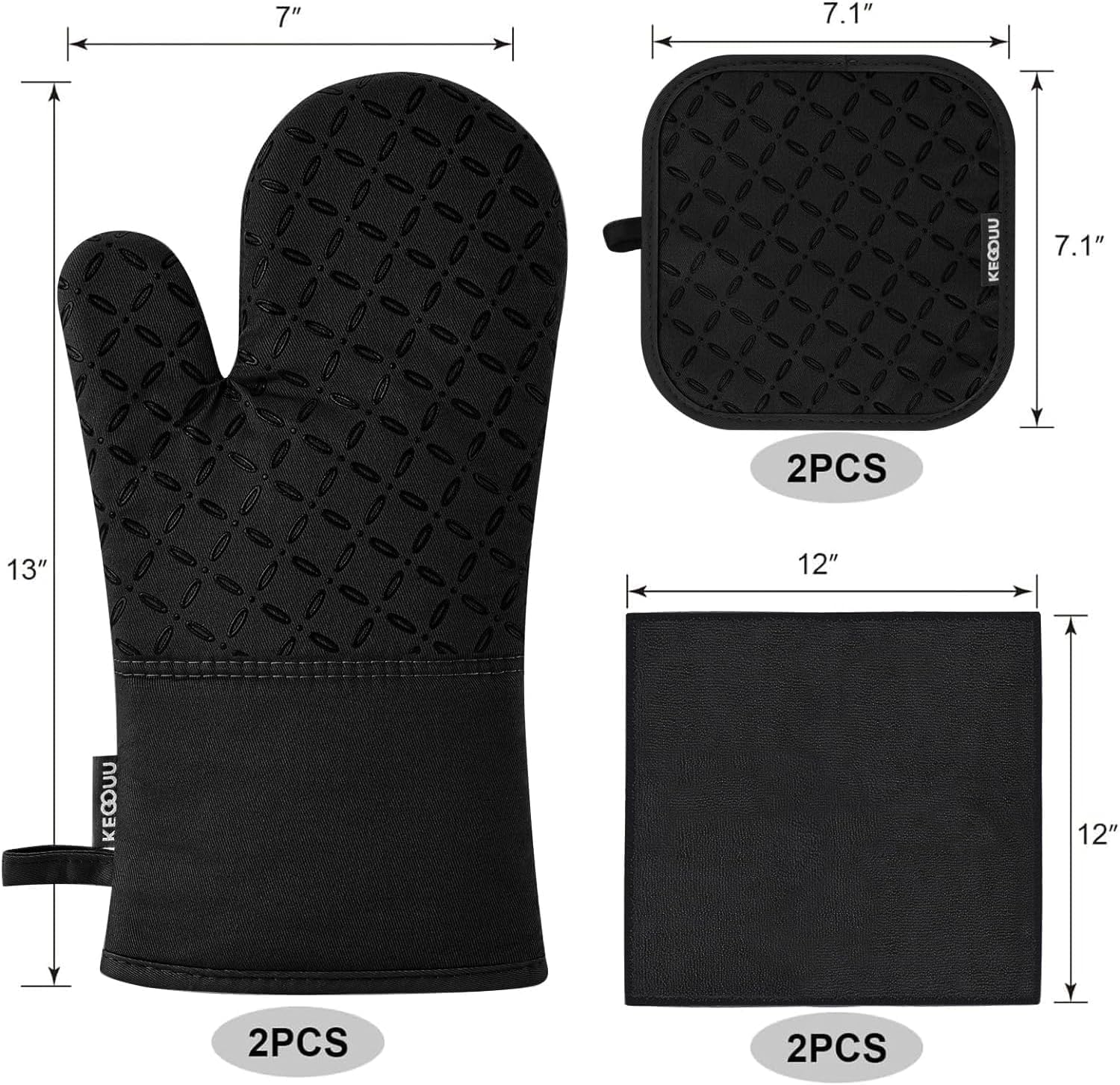 Thumbnail 3 de KEGOUU Oven Mitts 6-Piece Set for High-Heat Cooking