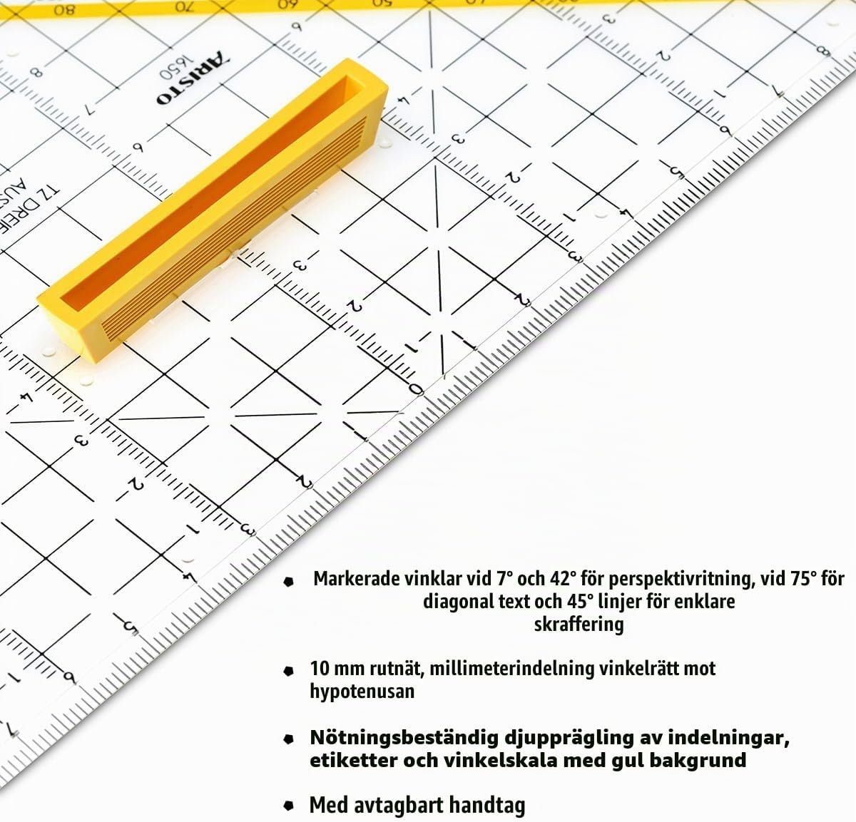 Detalle de Aristo 1650/3 TZ-triangel med avtagbart handtag, 22,5 cm