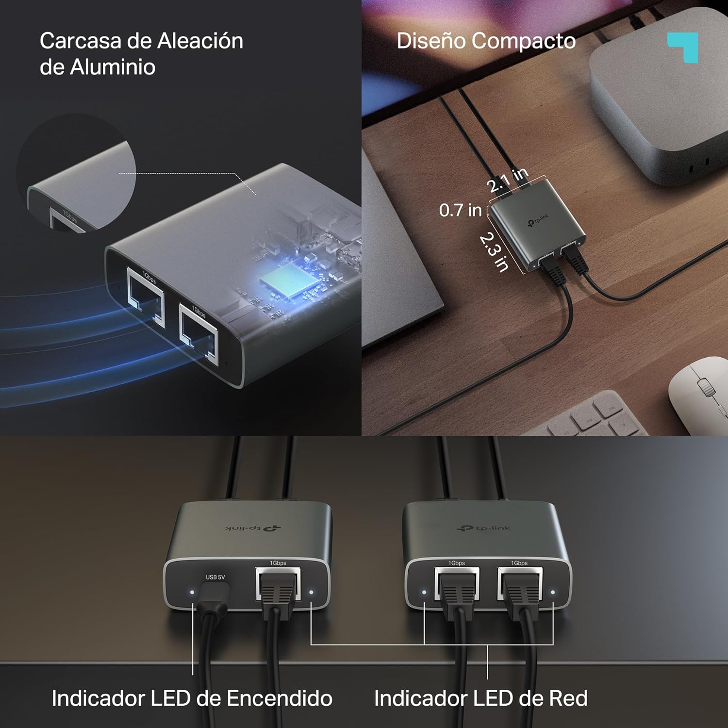 Thumbnail 6 de TP-Link EH210 Adaptador Ethernet 1 a 2 puertos 1000 Mbps 📡
