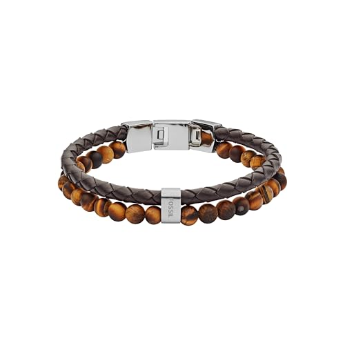 Detalle de Fossil Bracelet Homme Vintage en Cuir Marron — Longueur Intérieure 180–195 mm (JF03118040)