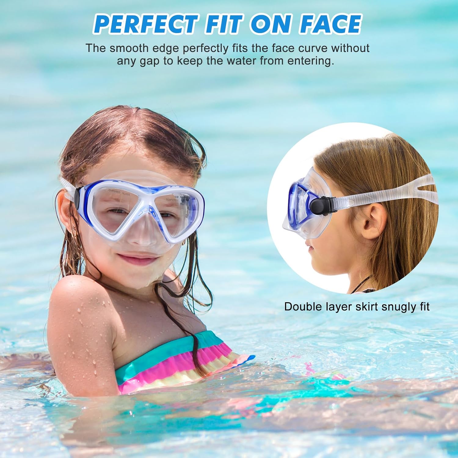 Detalle de KUYOU Kids Snorkel Set Dry Top with 180° Panoramic Mask for Ages 5–12