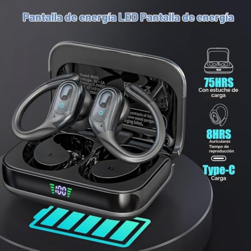 Detalle de HAOYUYAN Auriculares Inalámbricos Bluetooth 5.4 con Cancelación de Ruido, 75 Horas de Reproducción y IPX7