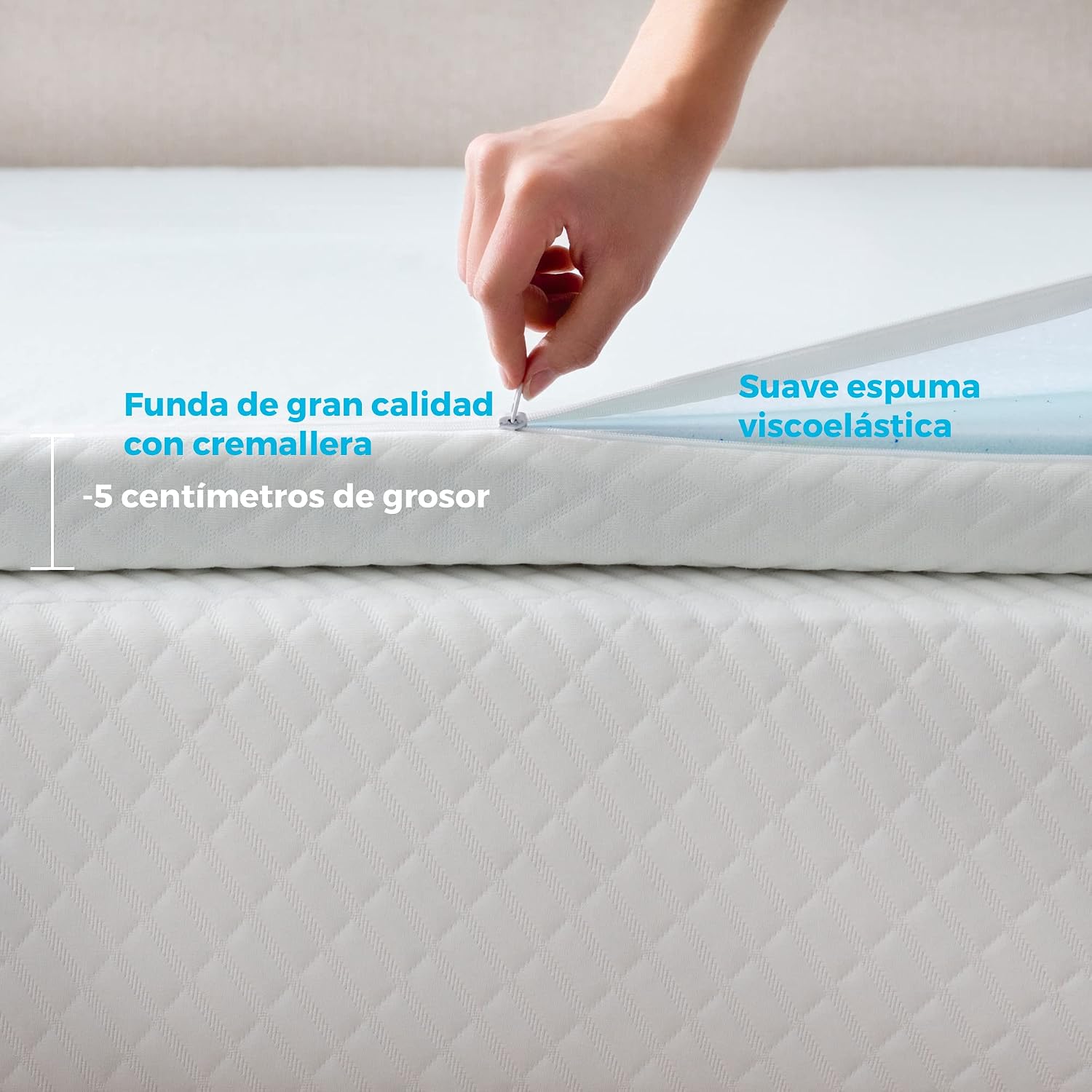 Thumbnail 4 de Linenspa Topper Viscoelástico 90x190 cm 😴 Con Gel y Lavable