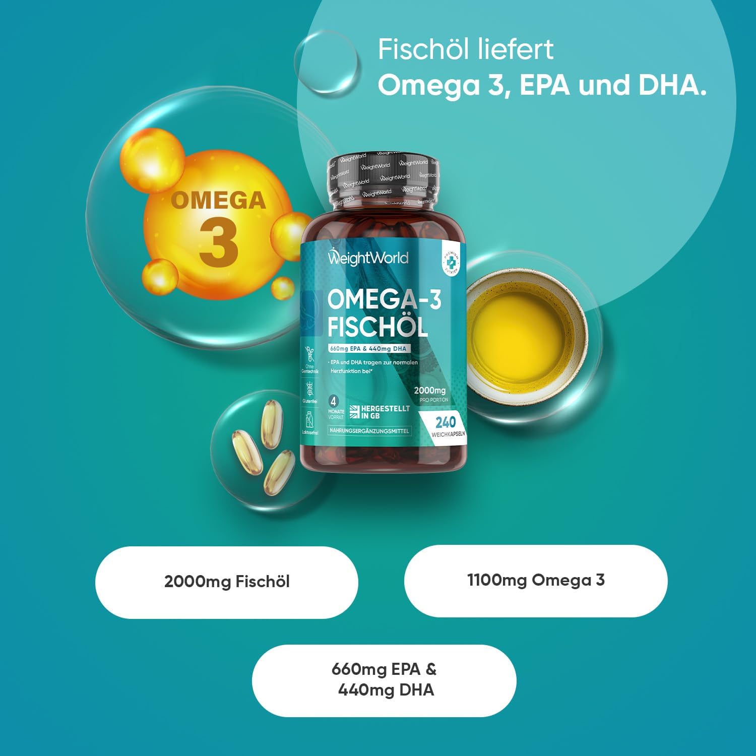 Thumbnail 1 de WeightWorld Omega 3 2000mg Weichkapseln