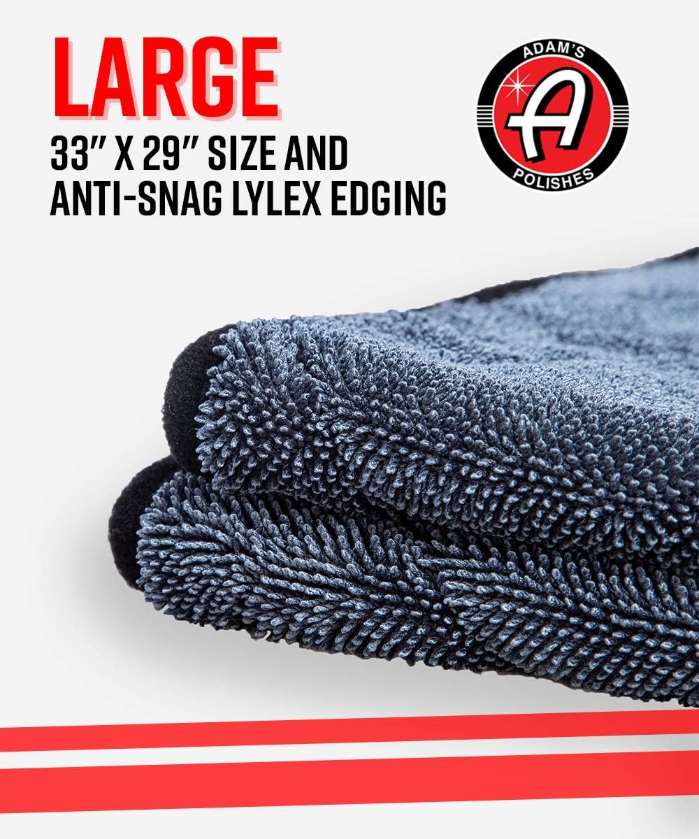 Detalle de Adam’s Polishes Jumbo Plush Drying Towel (33 x 29 in, 1500 GSM) — Absorbent Microfiber Drying Cloth, White (1 Pack)