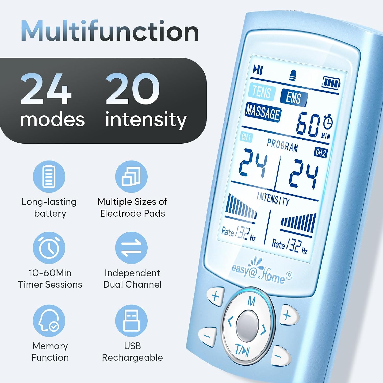 Thumbnail 2 de Easy@Home TENS EMS Pain Relief Device 24 Modes