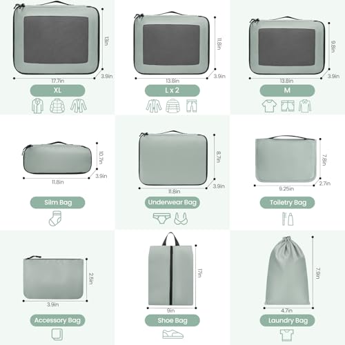 Detalle 2 de Prezon Cubes de rangement pour valise, lot de 10 ⚙