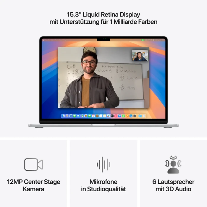 Thumbnail 4 de MacBook Air 15 (2025) mit Apple M4, 16 GB RAM und 256 GB – 15‑Zoll Laptop