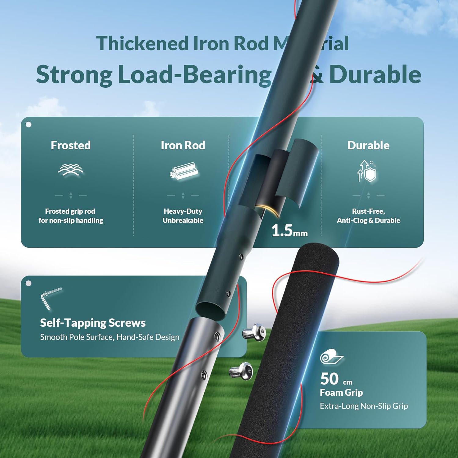 Thumbnail 3 de Rasen-Nivellierrechen 75 x 25 cm mit geschlossenem Boden (Edelstahl 304) und Schaumstoffgriff