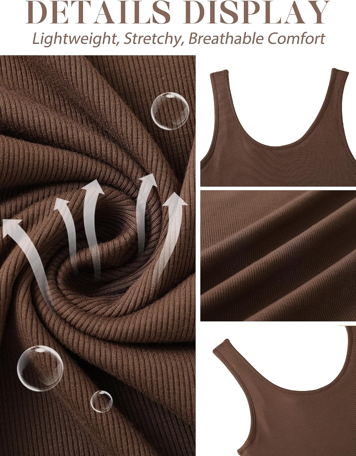 Detalle de Aottori Damen Tank Top Slim Fit – geripptes Basic aus Baumwolle mit Rundhalsausschnitt