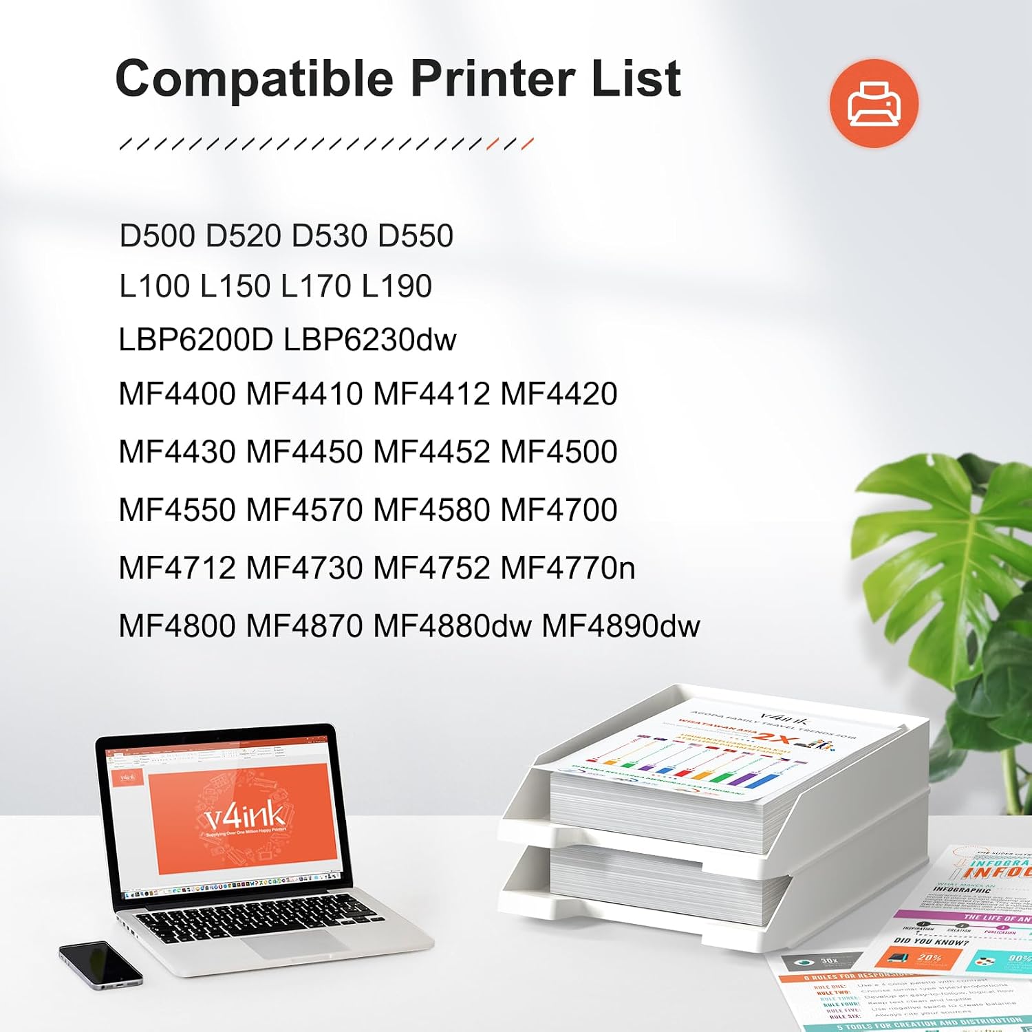 Thumbnail 1 de v4ink crg128 Compatible Black Toner Cartridge, 2-Pack for Canon Printers