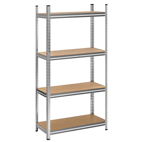 T-LOVENDO - Estantería metálica multiusos galvanizada con 4 baldas ajustables (140 x 70 x 30 cm)