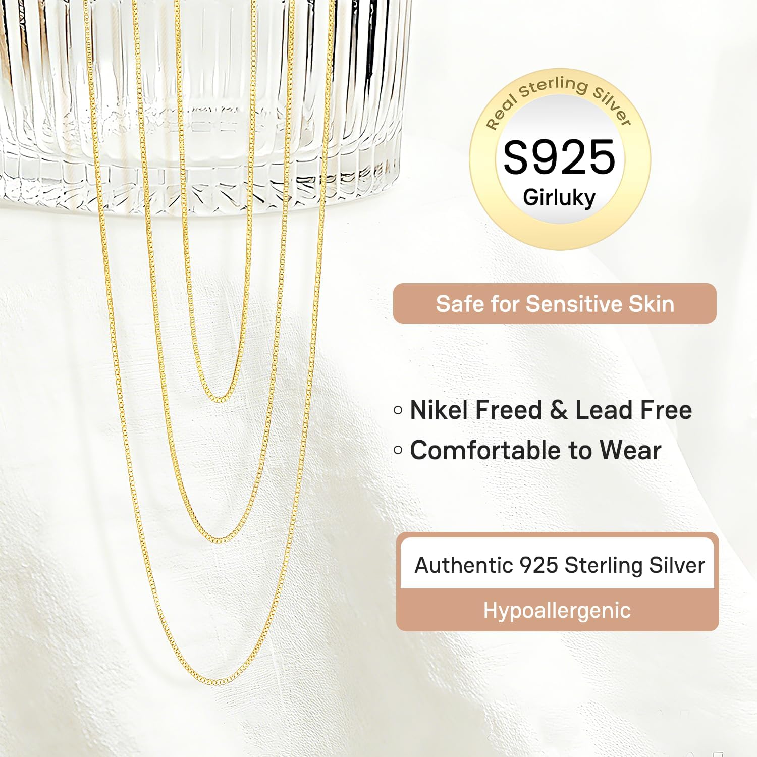 Detalle de Girluky Box Chain Necklace 1.3mm