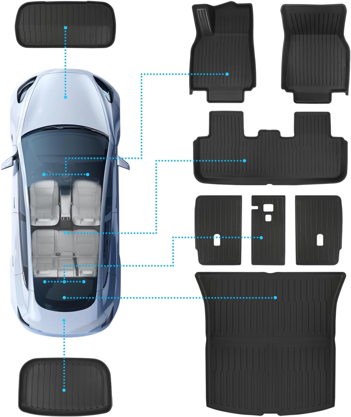 Thumbnail 1 de WUTGHUI TPE Floor Mats (Model Y Juniper) All-Weather Full Set — 7-piece