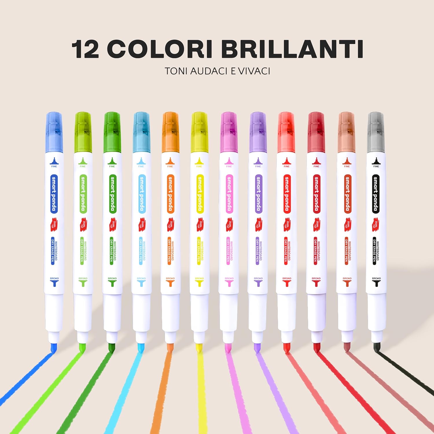 Thumbnail 1 de Smart Panda pennarelli lavagna 12 colori a doppia punta