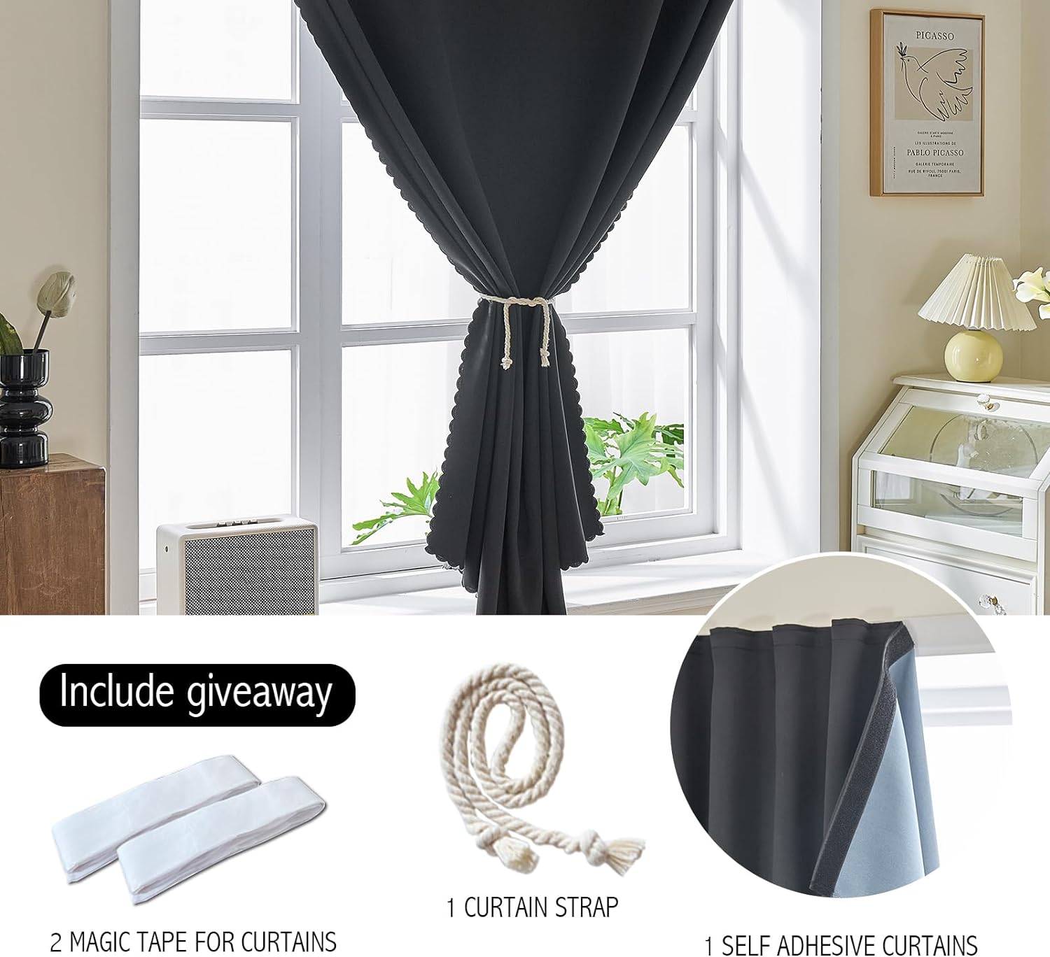 Detalle de AJAZZ blackout curtain panel, 47-inch width