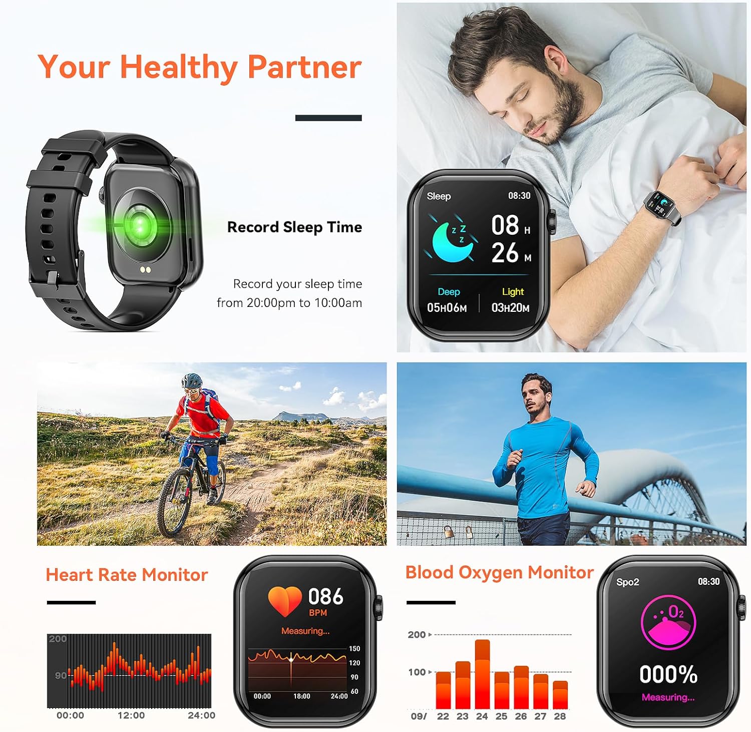 Detalle de Hwagol Smart Watch (Answer/Make Calls) 1.85-inch fitness tracker with Bluetooth calling